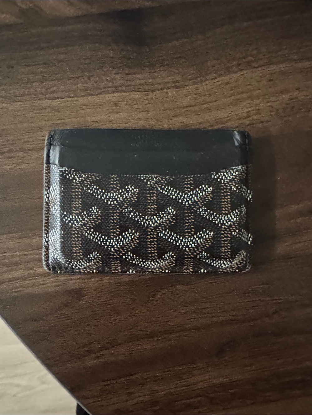 Goyard Brown and Black Card Holder with Signature Chevron Print
